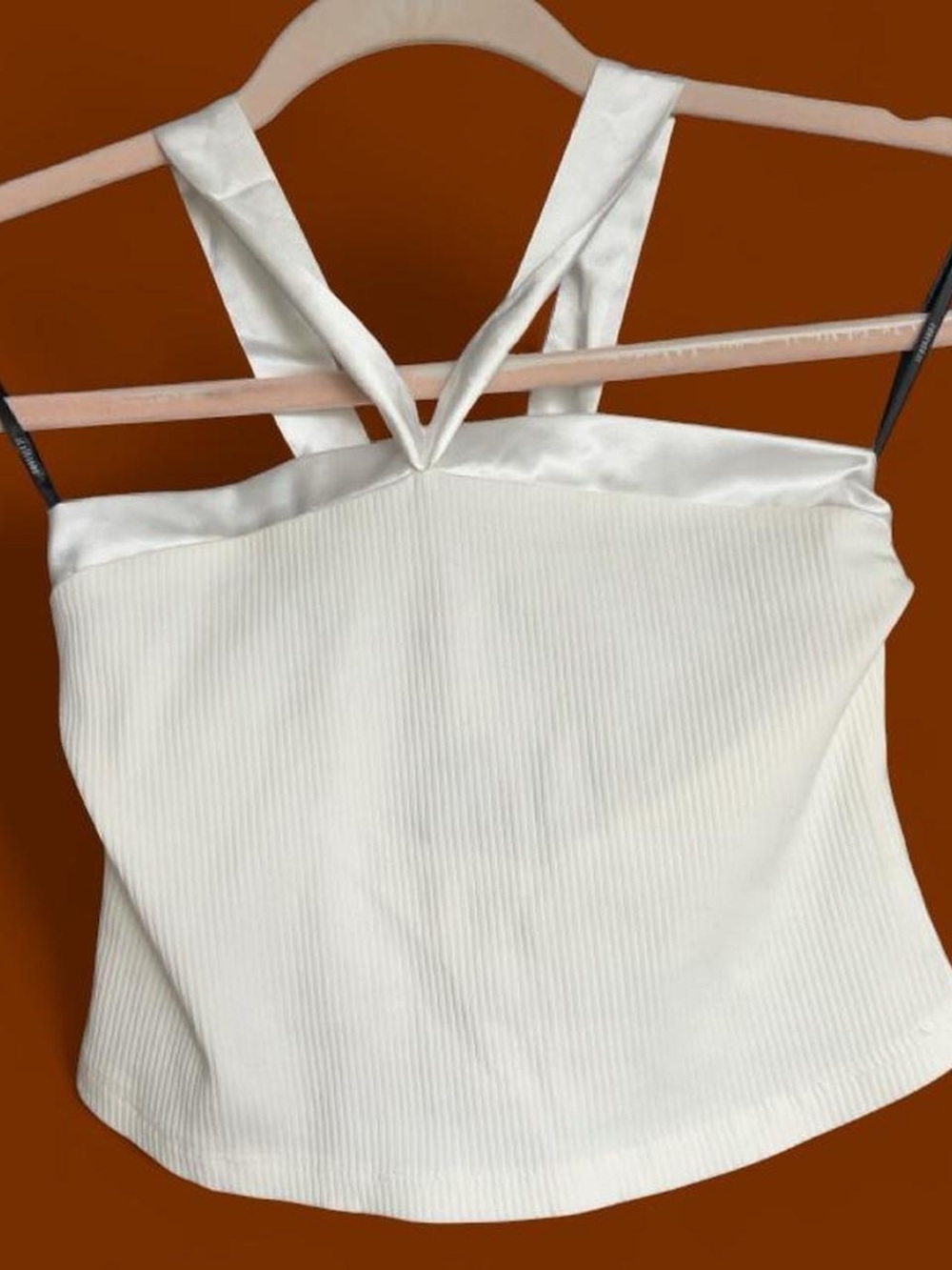 Forever 21 White Ribbed Satin-Trim Camisole